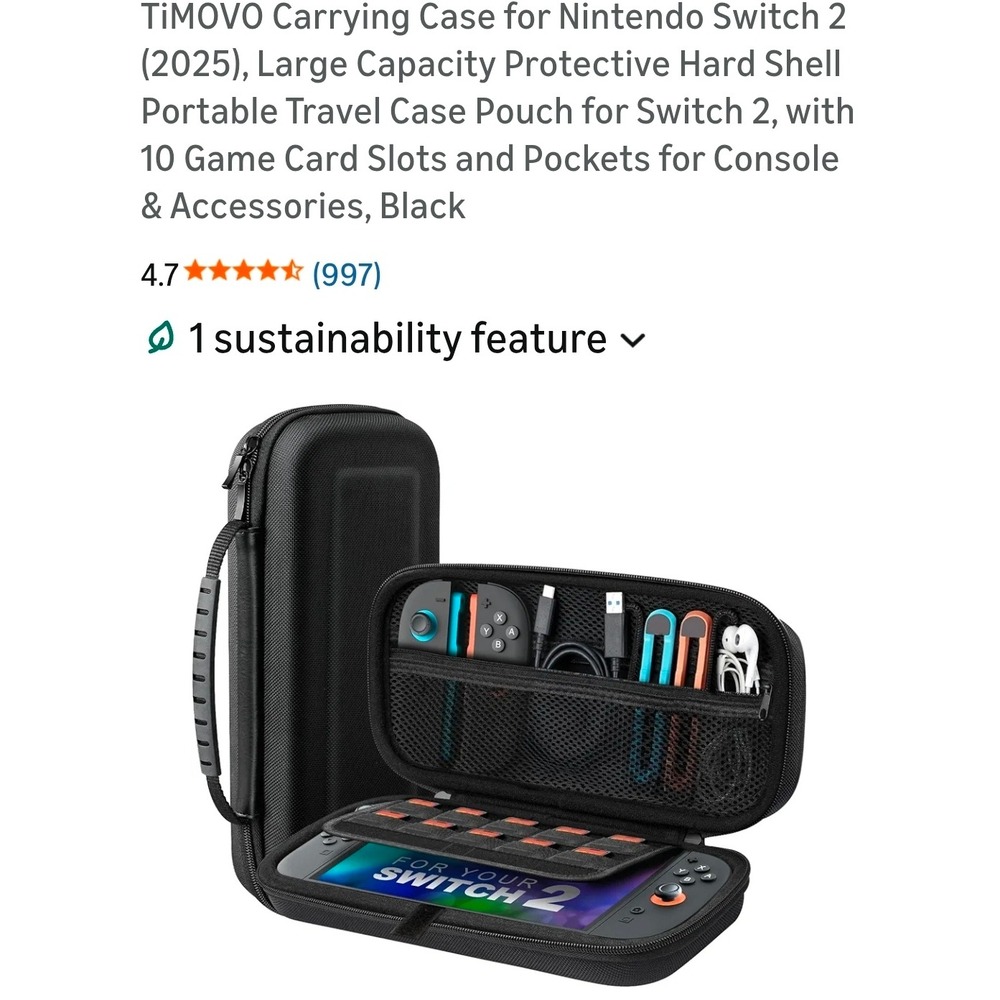 TiMOVO Carrying Case for Nintendo Switch 2 Large Capacity Hard Shell Pouch Black